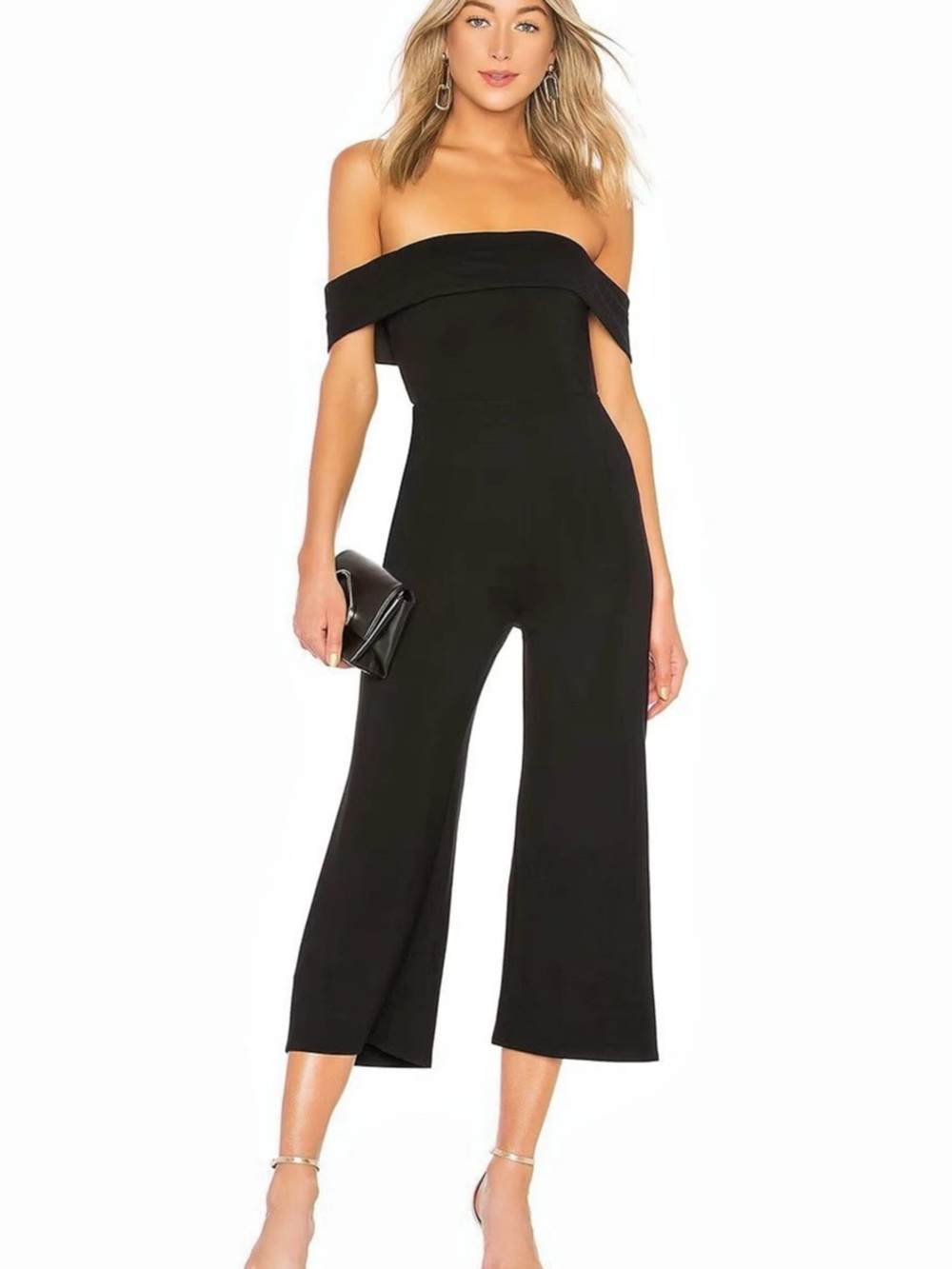 Lovers + Friends Off-Shoulder Black Wide-Leg Size Small